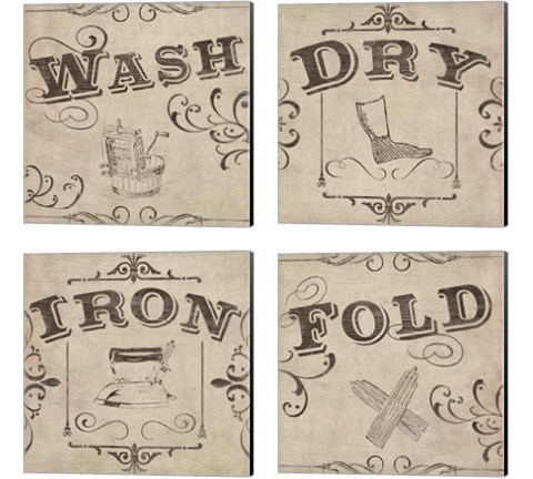 Vintage Laundry Signs 4 Piece Canvas Print Set by June Erica Vess