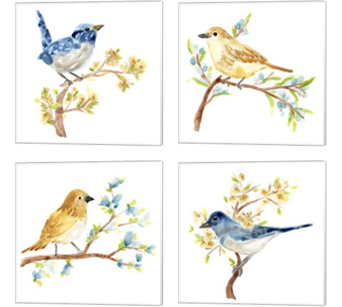 Springtime Songbirds 4 Piece Canvas Print Set by June Erica Vess