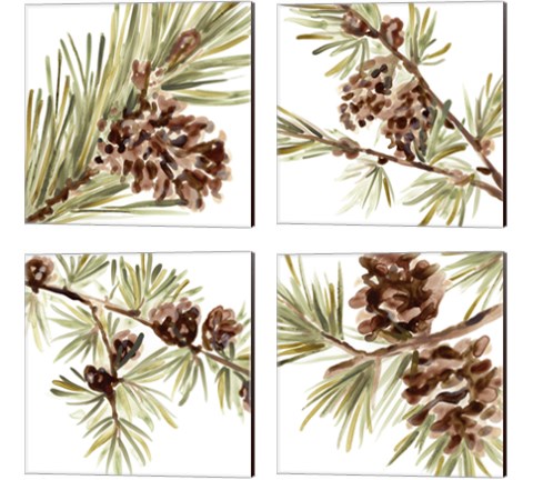 Simple Pine Cone 4 Piece Canvas Print Set by June Erica Vess