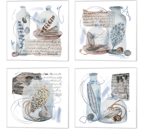 Message in a Bottle  4 Piece Canvas Print Set by Melissa Wang