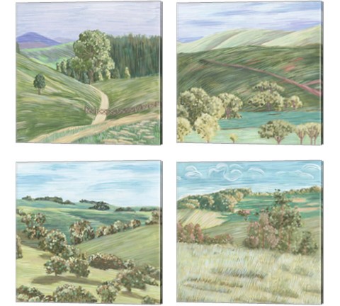 Hill Lines 4 Piece Canvas Print Set by Melissa Wang