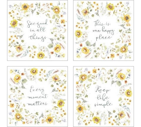 Sunflowers Forever 4 Piece Art Print Set by Lisa Audit