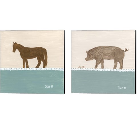 Out to Pasture 2 Piece Canvas Print Set by Kathleen Bryan