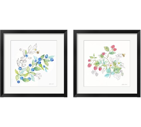 Berries and Bees 2 Piece Framed Art Print Set by Cynthia Coulter