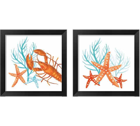 Coral Aqua 2 Piece Framed Art Print Set by Tara Reed