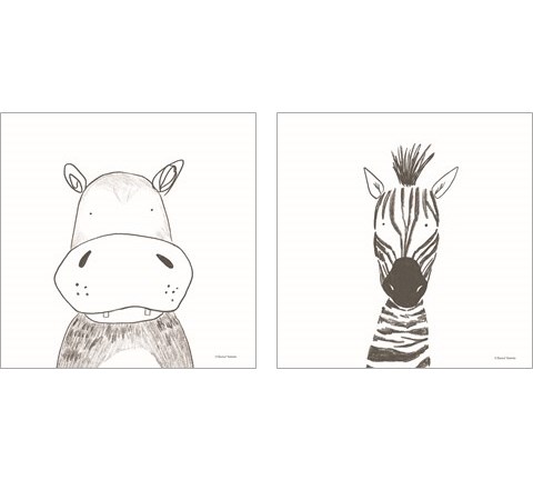 Animal Line Drawing 2 Piece Art Print Set by Rachel Nieman