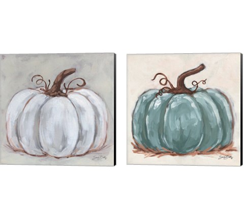 Pumpkin Close-Up 2 Piece Canvas Print Set by Sara Baker