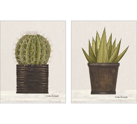 Potted 2 Piece Art Print Set by Linda Spivey
