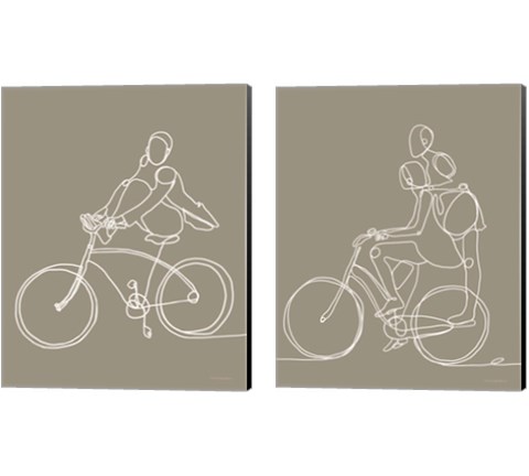 On a Bike 2 Piece Canvas Print Set by Kamdon Kreations