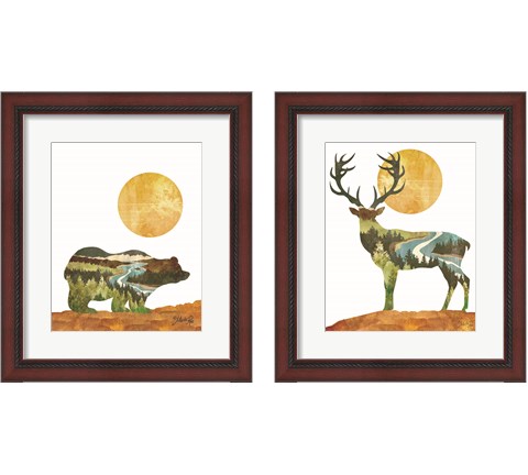 Forest Deer & Bear 2 Piece Framed Art Print Set by Marla Rae