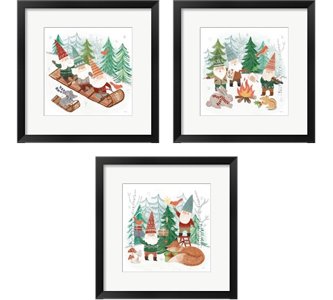 Woodland Gnomes 3 Piece Framed Art Print Set by Mary Urban