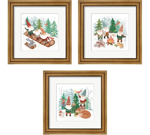 Woodland Gnomes 3 Piece Framed Art Print Set by Mary Urban