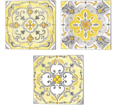 Jewel Medallion 3 Piece Canvas Print Set by Cynthia Coulter
