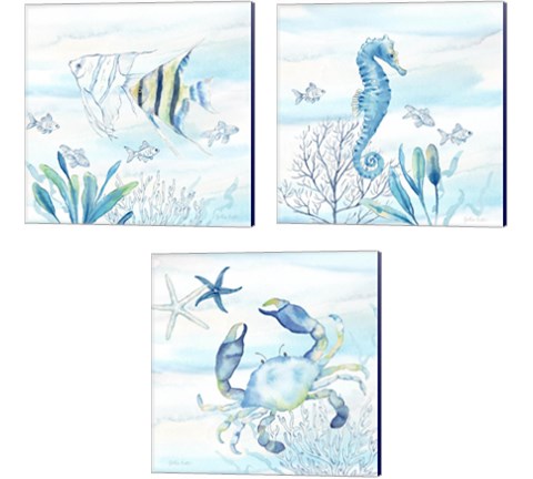 Great Blue Sea  3 Piece Canvas Print Set by Cynthia Coulter