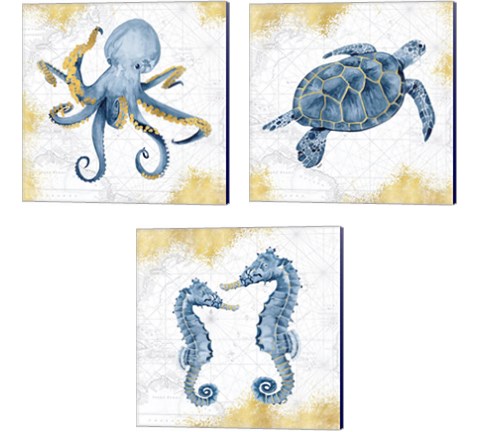 Deep Blue Sea 3 Piece Canvas Print Set by Tara Reed