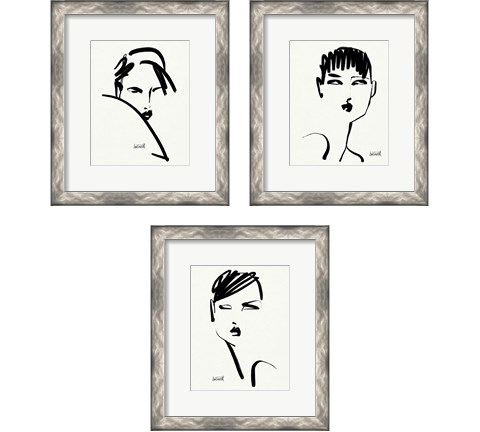 Brush Portrait 3 Piece Framed Art Print Set by Anne Tavoletti