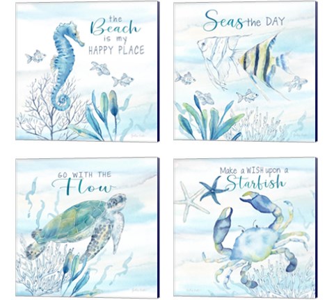 Great Blue Sea 4 Piece Canvas Print Set by Cynthia Coulter