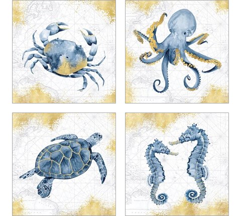 Deep Blue Sea 4 Piece Art Print Set by Tara Reed