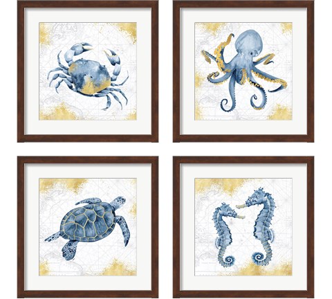 Deep Blue Sea 4 Piece Framed Art Print Set by Tara Reed