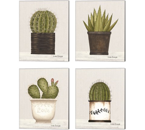 Potted 4 Piece Canvas Print Set by Linda Spivey
