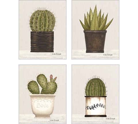 Potted 4 Piece Art Print Set by Linda Spivey