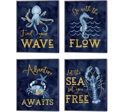 Deep Blue Sea 4 Piece Canvas Print Set by Tara Reed