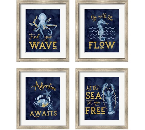 Deep Blue Sea 4 Piece Framed Art Print Set by Tara Reed