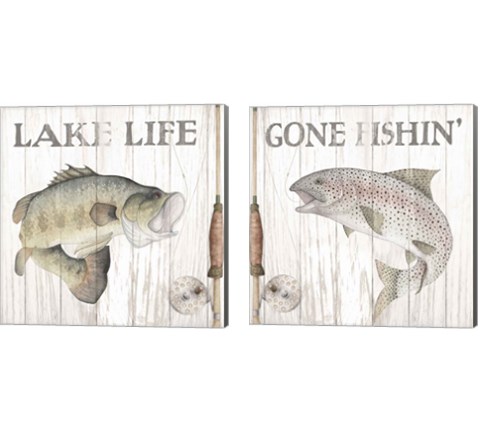 Lake Fishing 2 Piece Canvas Print Set by Wild Apple Portfolio