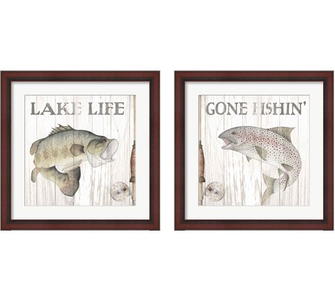 Lake Fishing 2 Piece Framed Art Print Set by Wild Apple Portfolio