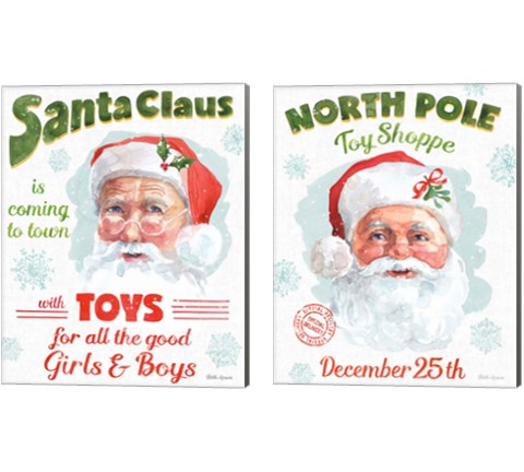 Santa Signs 2 Piece Canvas Print Set by Beth Grove