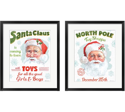 Santa Signs 2 Piece Framed Art Print Set by Beth Grove