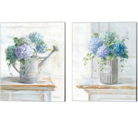 Morning Hydrangeas 2 Piece Canvas Print Set by Danhui Nai