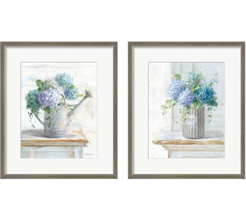 Morning Hydrangeas 2 Piece Framed Art Print Set by Danhui Nai