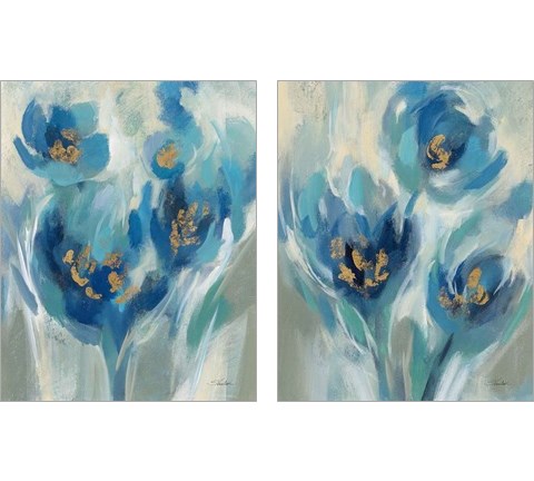 Blue Fairy Tale Floral 2 Piece Art Print Set by Silvia Vassileva