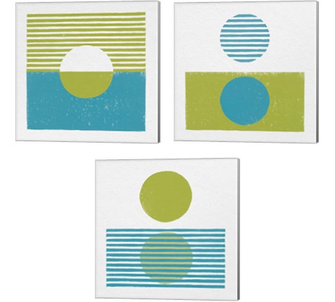 Reflection Green 3 Piece Canvas Print Set by Moira Hershey