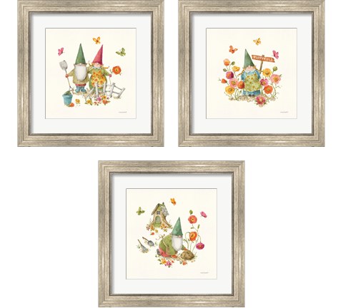 Garden Gnomes 3 Piece Framed Art Print Set by Lisa Audit