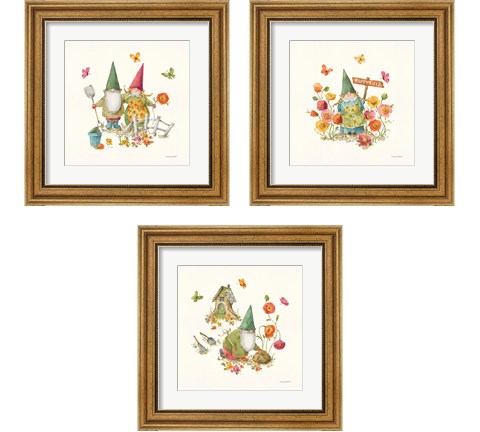 Garden Gnomes 3 Piece Framed Art Print Set by Lisa Audit