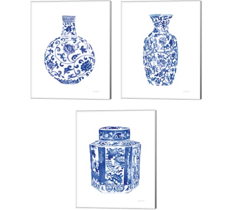 Chinoiserie Vase 3 Piece Canvas Print Set by Mercedes Lopez Charro