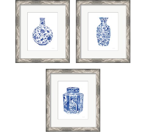 Chinoiserie Vase 3 Piece Framed Art Print Set by Mercedes Lopez Charro