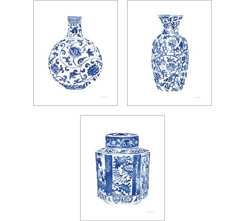 Chinoiserie Vase 3 Piece Art Print Set by Mercedes Lopez Charro