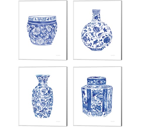 Chinoiserie Vase 4 Piece Canvas Print Set by Mercedes Lopez Charro