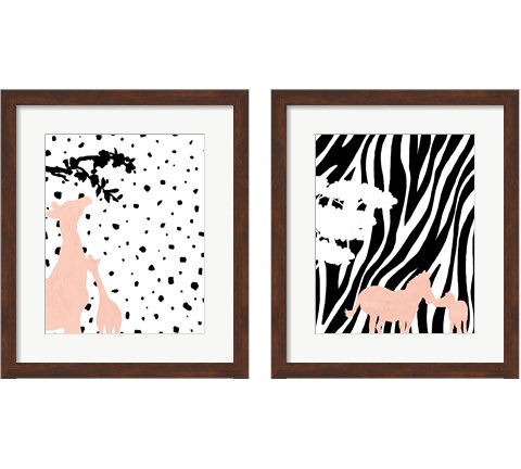 Modern Giraffe & Zebra 2 Piece Framed Art Print Set by Anna Quach