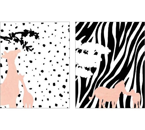 Modern Giraffe & Zebra 2 Piece Art Print Set by Anna Quach