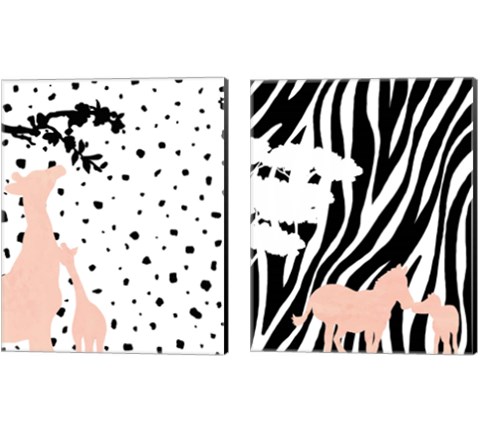 Modern Giraffe & Zebra 2 Piece Canvas Print Set by Anna Quach