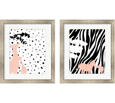 Modern Giraffe & Zebra 2 Piece Framed Art Print Set by Anna Quach