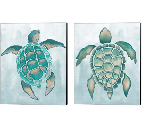Aquatic Turtle  2 Piece Canvas Print Set by Elizabeth Medley