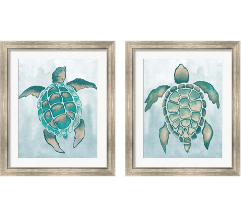 Aquatic Turtle  2 Piece Framed Art Print Set by Elizabeth Medley