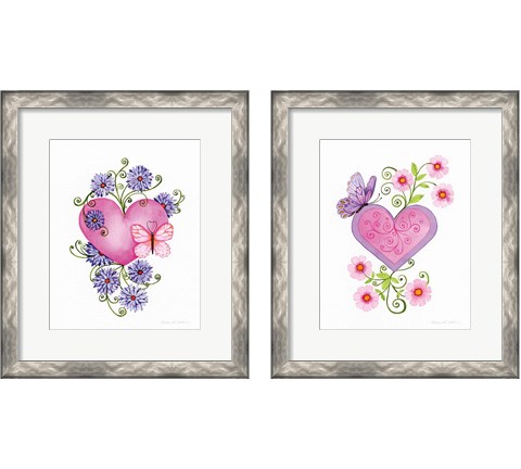 Hearts and Flowers 2 Piece Framed Art Print Set by Kathleen Parr McKenna