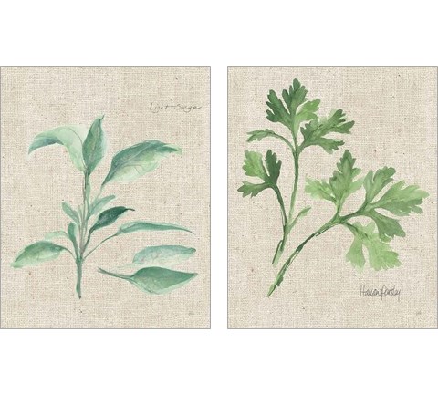 Herbs on Burlap 2 Piece Art Print Set by Chris Paschke