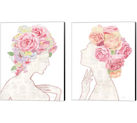 She Dreams of Roses 2 Piece Canvas Print Set by Emily Adams